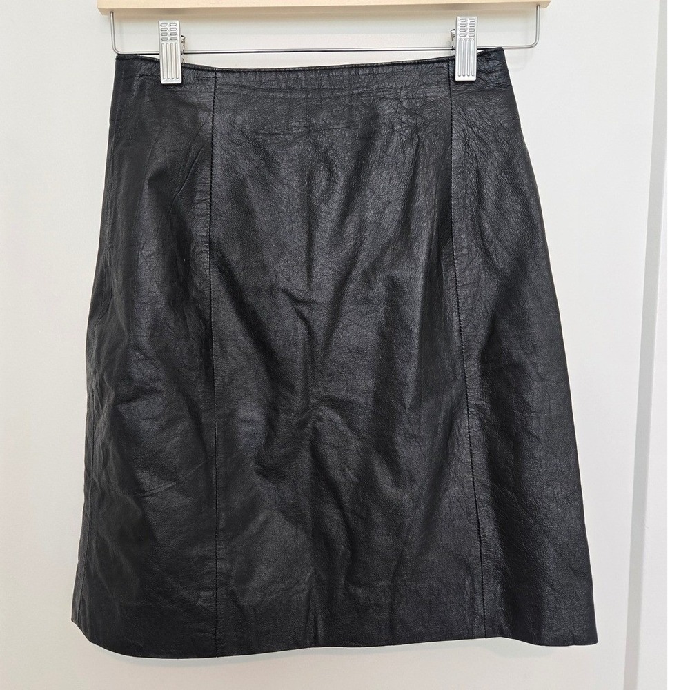 Wilsons The Leather Experts Black Leather Mini Skirt Pencil Size 6 Vintage Style